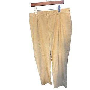Lands End Womens Tan Corduroy Straight Leg Pants Khaki Size 18W High Rise